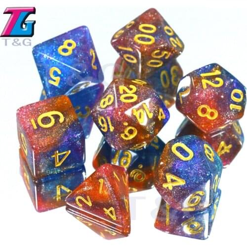 New Arrival!! New Colorful Universe Galaxy Dice Set of D4-D20 with Bag Shinny Effectt Cool for DND RPG Boardgame Party Gift