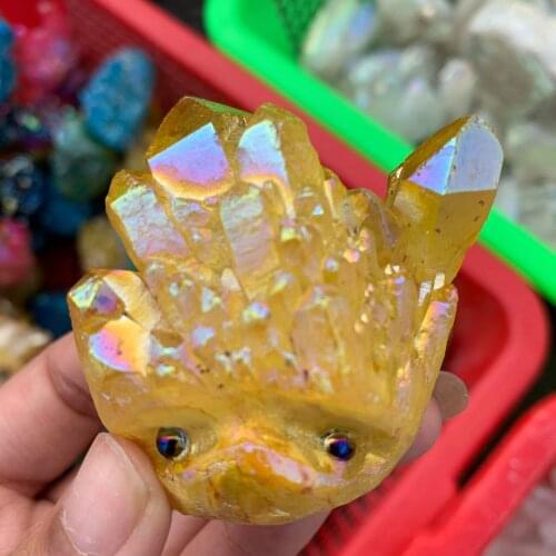 New Arrivals electroplating Crystal Cluster Gemstone Hedgehog Reiki Healing Gemstone Handmade Carved Crystal Animal Wholesale