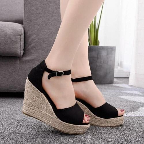LIHUAMAO women wedges sandals ankle strap open toe platform Espadrilles shoes casual fashion sandals wedding shoes