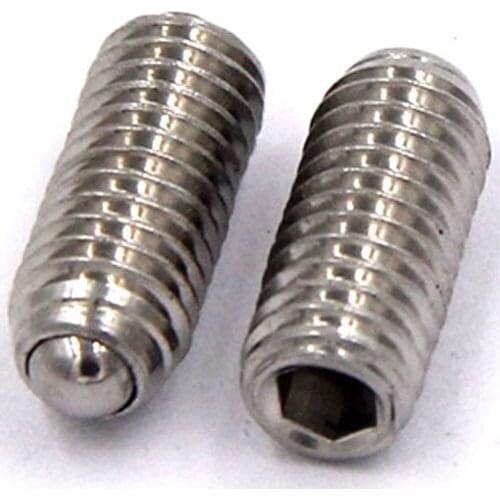 5PCS M4 M5 M6 304 Stainless Steel Hex Hexagon Socket Allen Spring Ball Plunger Set Screw Grub Point Bolt