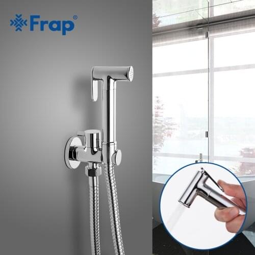 FRAP Bidets solid brass single cold water bidet toilet faucet function chrome cylindrical hand shower tap crane 90 degree switch