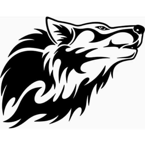 Beast Roaring wolf Head Decals Race Car Vinyl Stylish Car Body Stickers Cover Black/Silver CL574
