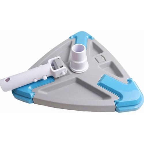 Triangular Pool Vacuum Head with Side Brush and Universal Rotatable Hose Adapter Manual Pool Cleaner 35X31X9.5cm WWO66