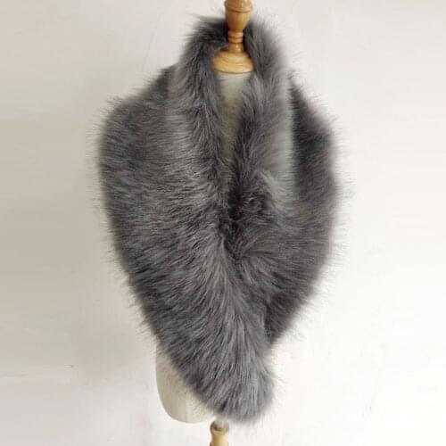 Faux Fur Collar Cape Shawl Winter Women Solid Long Hair Imitated Fur Scarves Ladys Autumn Fashion Irregular Large Shawl 6 Color