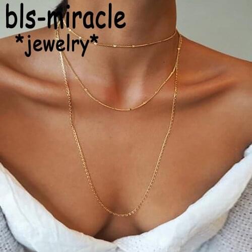 YC-UPGO Bohemian Multi Layer Bead Chain Necklaces 2019 For Women Gold Fashion Necklaces Style Choker Long Summer Jewelry