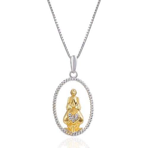 YJ00998 Buddha Zulian Lotus Pedestal Gold-plated Jewelry Ring Buddhist Zircon Auspicious Accessories S925 Silver Pendant