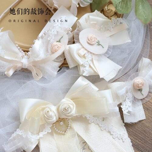 Lolita Barrettes Sweet Elegant Cute Gentle Soft Girl Hand-Made Side Clip Lolita Headdress Female
