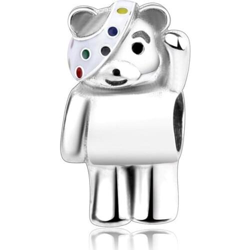 Fit Original Pandora Charms 925 Sterling Silver Bracelet Hello Bear Charm Beads Women Jewelry DIY Berloque