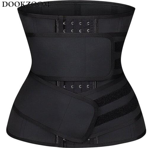 Womens Waist Trainer Weight Loss Corset Trimmer Belt Latex Waist Cincher Body Shaper Slimming Sports Girdle 2 Adjustable Belts