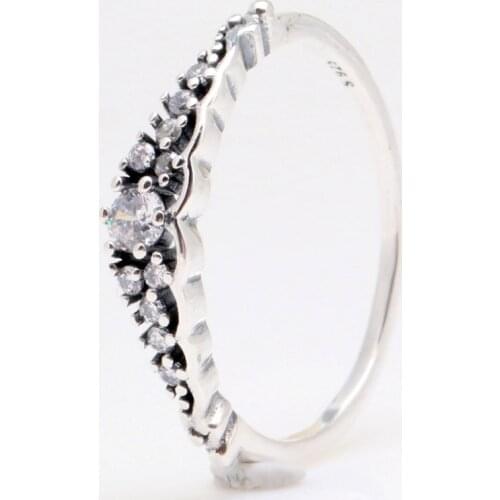 Original Fairytale Tiara With Crystal Rings For Women 925 Sterling Silver Ring Wedding Party Gift Fine Europe Jewelry