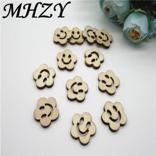 20/50pcs 15mm Natural Wooden carved flower smiley face pattern Scrapbooking Handmade Carft for Home decoration diy Q63