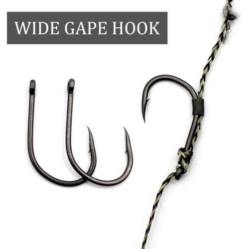 30pcs Carp Fishing Hooks PTFE Coated Wide Gape Barbed Hook For Carp Fish Rig Needle Sharp Fish Hook For Carp Fishing Accessories