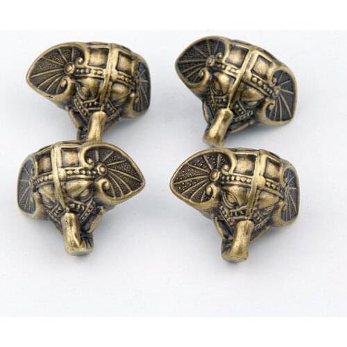 8 pcs Antique Elephant Retro Bronze Jewelry Cabinet Box Wooden Box Decoration Protection Foot Leg Plastic
