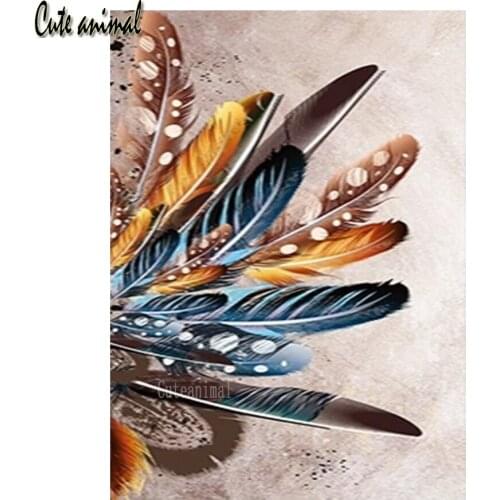 5D DIY Diamond Painting Color Feathers Nordic Decoration Diamond Embroidery Sale Pictures Of Rhinestones Mosaic Handmade Gift