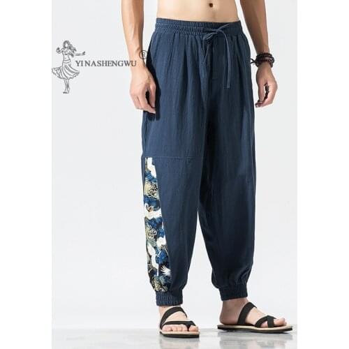 Men Japanese Style Pants Samurai Costume Vintage Male Trousers Vintage Harem Pants Plus Size Haori Kimono Streetwear Yukata