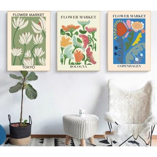 Flower Shop Sign Posters and Prints Florist Gift Flower Market Tunis,Tokyo, Copenhagen, Bologna Canvas Painting Pictures Decor