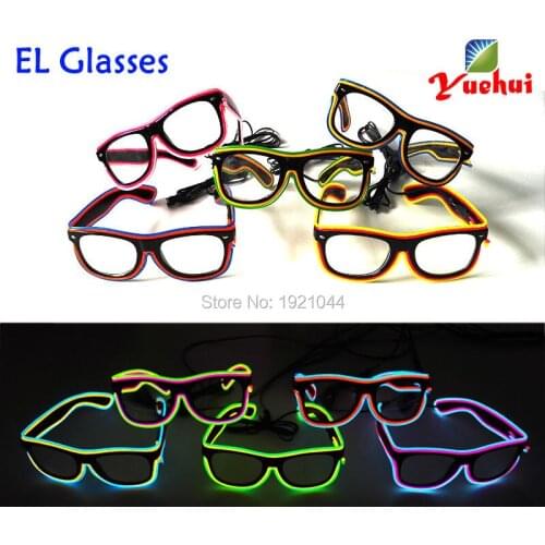For Birthday Party Decoration EL Wire Glowing Glasses Party luminous Glasses with Sound active Driver 10pieces