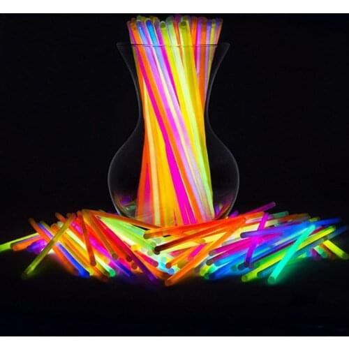 100PCS Party Fluorescence Light Glow Sticks Necklaces Neon Bright Colorful Bracelets for Wedding Party Concert Festival Supplies