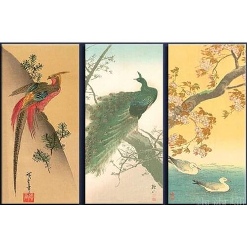 Ohara Koson Canvas Decor Peacock Chinese Pheasant Print Ducks Wall Art Painting Birds Art