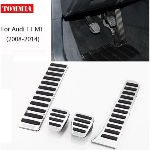 Tommia Aluminum Footrest Gas Brake Pedals Pad kit For Audi TT MT 2008-2014 no drilling cool design styling