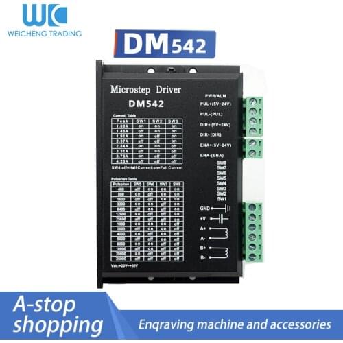DM542 Stepper Motor Controller 2-phase Digital Stepper Motor Driver 18-48 VDC Max. 4.2A for 57 86 Series Motor