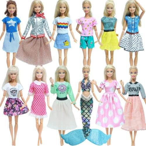 1 Set Doll Outfits Clothing Handmade Tops Pants Dress T-shirt Skirt Suit Daily Wear Doll Clothes for Barbie Accessories Girl
