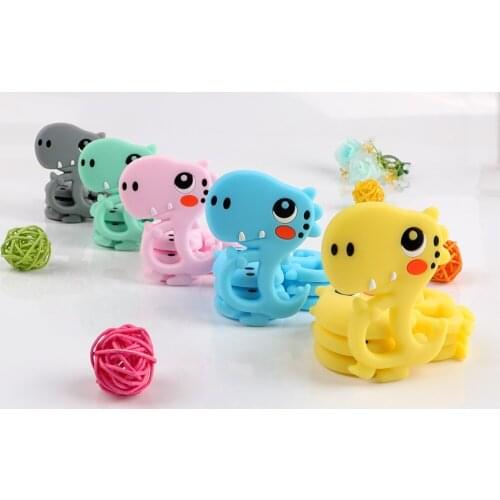 Kovict 1pc Baby Silicone Teether Cartoon Dinosaur Food Grade Silicone Rodent Teething Toy For Teeth Tiny Rod Baby Teether Gift