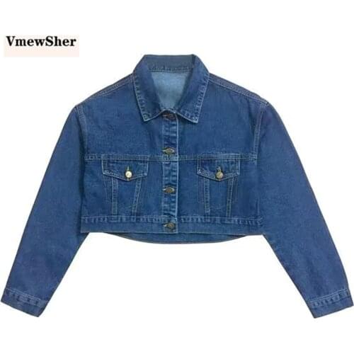 VmewSher New Short Denim Jackets Women Jean Jacket Coat Chic Female Cool Streetwear Long Sleeve Outerwear Spring Summer Fashion
