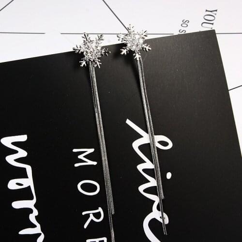 LADYCHIC Classic Snowflake Long Chain Drop Earrings for Women Christmas Crystal Dangle Earring Jewelry Gift Dropshipping LE1395
