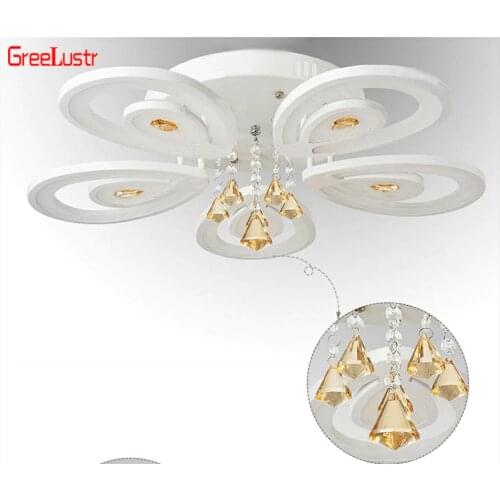 Nordic Amber Crystal Chandeliers Aluminum Acrylic Chandeier Ceiling Lamps Luminaria de teto LED Lustres Decoration luminaire