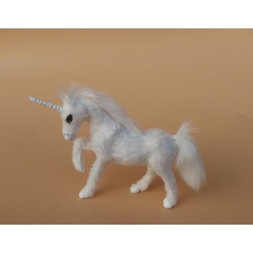 Cute small simulation white unicorn toy lovely resin&fur unicorn doll gift about 15x11cm 1005