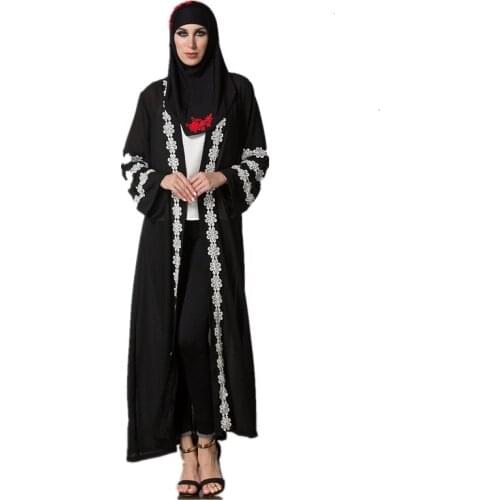 Fashion muslim embroidery abaya Arab Islamic Eid opend Kimono Cardigan Dresses female Musical Robe Ramadan Robes wj898