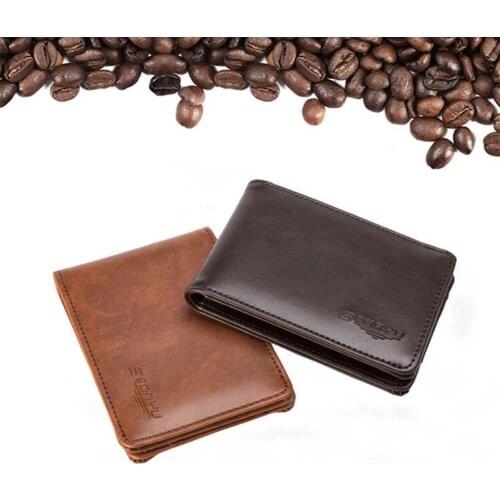 Fashion Pigskin Genuine Leather Bifold Wallet Card Photo Holder Men Short Purse