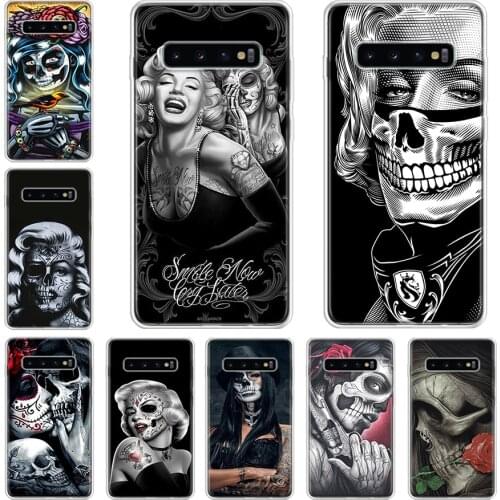 Girl and skull Fashion Hard Phone Case For Samsung Galaxy A71 A70 A51 A50 A41 A40 A30 A21 A10 A01 A90 A20S A20E A10S M30S A6 A7