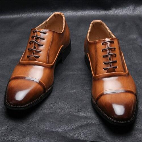 2021 Men Business Office Casual Leather Shoes Spring Summer Formal Dress Shoes Wedge Vintage Wedding Italian Loafers Oxfords