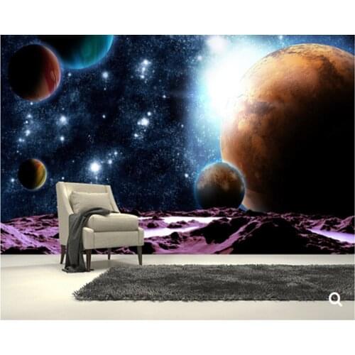 Custom papel de parede infantil,Abstract Planets with Water,3D Cartoon childrens room ceiling mural for bedroom Vinyl wallpaper