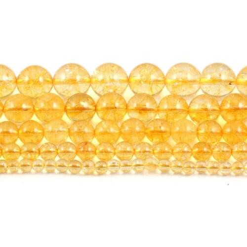 Natural Citrines Crystal Beads Yellow Quartz Stone Beads Loose Round Beads For Jewelry Making DIY Bracelet Necklace 15