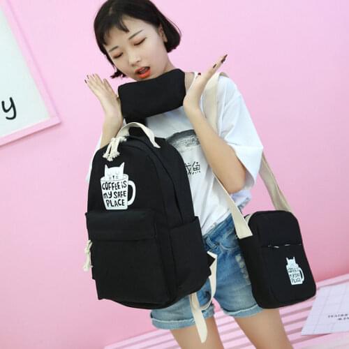 New Trend Canvas Womens Backpack Simple Printing School Backpack Casual Teenager Girls School Bags College Student Schoolbag