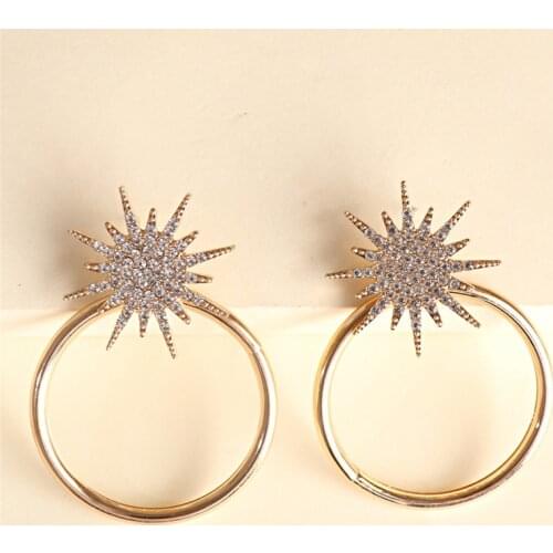 Wholesale JUJIA Earrings for Women Gold Color Geometric Metal Pendant Earrings Round Circle Punk Dangle Earrings Fashion Jewelry