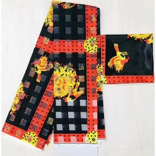 Organza fabric pure silk fabric african fabric abkara african wax print fabric 2+4yard organza ribbon silk for party dress MM-C2