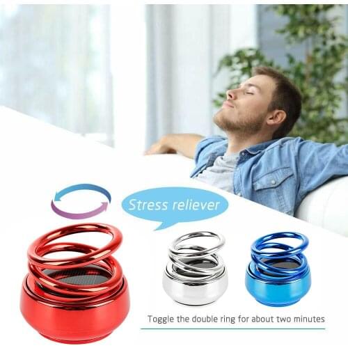 Solar alloy double ring rotating suspended air freshener decoration, used for home office aromatherapy perfume decoration
