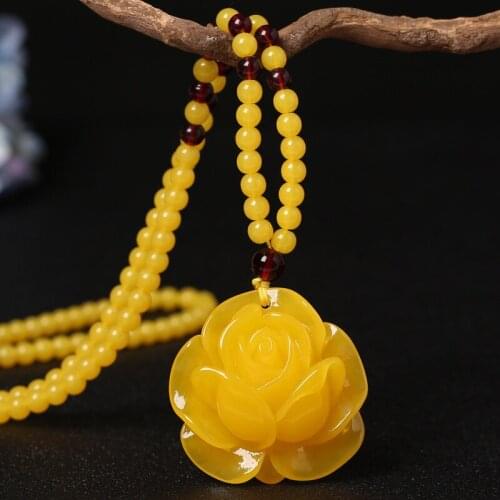 Natural Baltic Amber Pendant Necklace Women Men Real Yellow Beeswax Sweater Chain Amulet Gifts Fashion Ambers Charms Jewellery