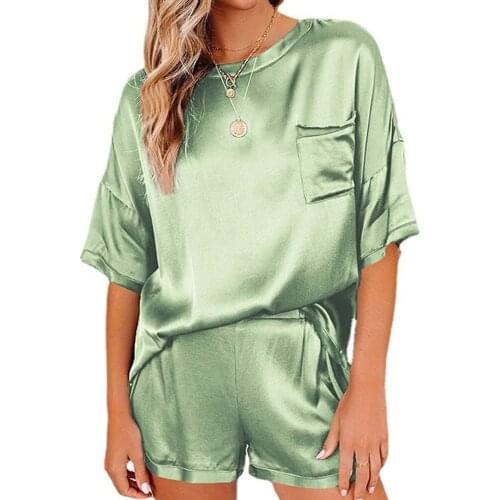 Spring Summer Imitated Silk Pajama Set Women Sexy Silk Sleepwear Home Suit Satin Pajamas Female Loose Lounge Wear Sets Pjs Women