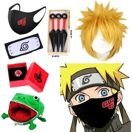 Naruto headband cosplay costume accessories Shuriken toy frog coin purse kakashi anime headband wig ninja Ring props hot