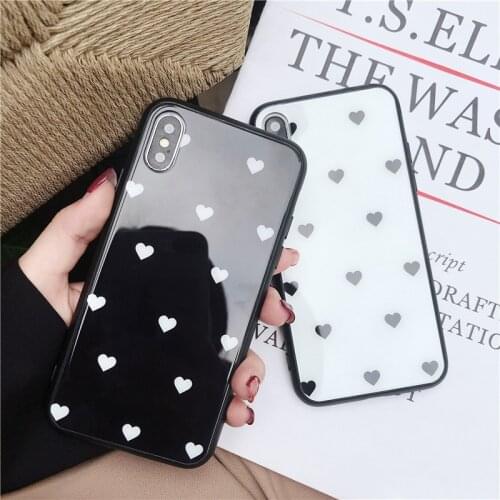 Anti-knock Tempered Glass Couples Love Heart Phone Cases for Iphone 7/7 Plus 8 Plus X Xr 6 6S Plus Xs Max 11 Fitted Cases Cover