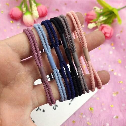 12PCS/LOT Simple Spiral 6 Colors Elastic Hair Bands For Girls Bohemian Headband Scrunchy Korean Kids Hair Accessories For Women