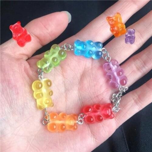 Resin Gummy Bear Bracelet For Women Girls Colorful Charms Bracelets for Women Men Wrist Ankle Boho Jewelry Accesorios Gifts