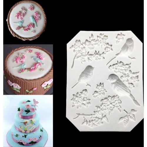 Wholesale 10 pcs/lot Silicone Mold Rose Bird Chrysanthemum Shapes Fondant Cake Chocolate Candy Decorating Tools