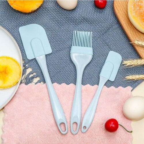3Pcs Silicone Cream Scraper DIY Bread Cake Butter Spatula Mixer Oil Brush Cake Pastry Spatulas Kitchen Baking Tool Molds