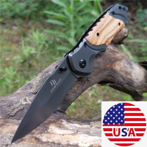Folding Knife 8CR13MOV Blade Rosewood Handle Tactical Pocket Knives Good for Hunting Camping Survival Outdoor and Everyday Carry